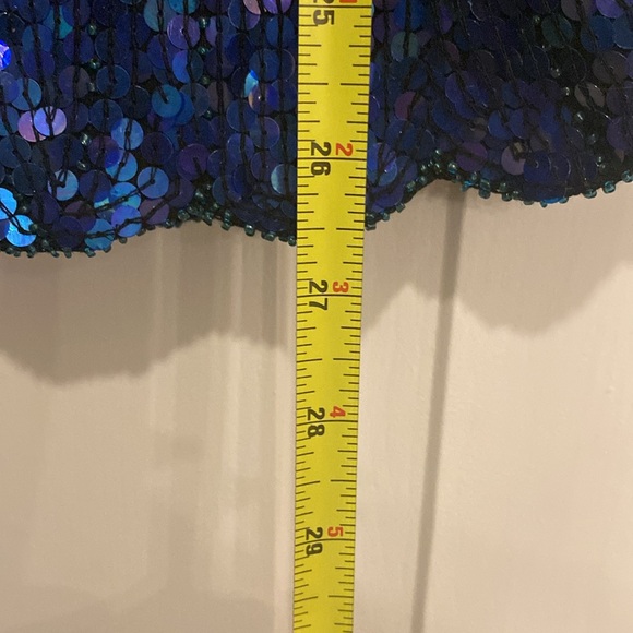 PHOOL - NWT - top: vintage black s/s sequins / butterfly, shldr pads, lining - L - Picture 7 of 16